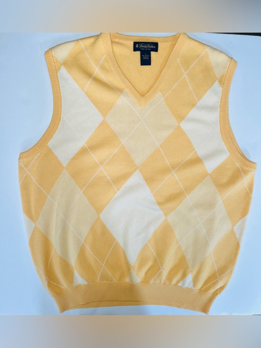 Vintage 90s Brooks Brothers Academia Prep Argyle Sweater Vest Sz Large 100% Pima